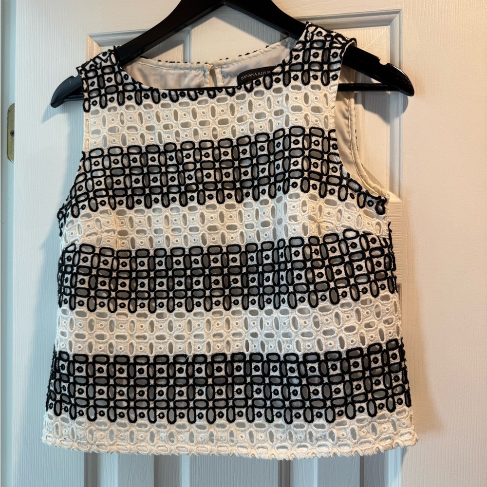 Banana Republic Black and White Lace Blouse